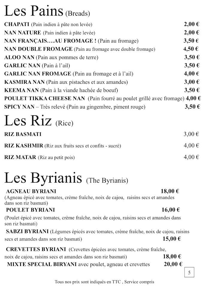Le Kashmir - Menu Image 1